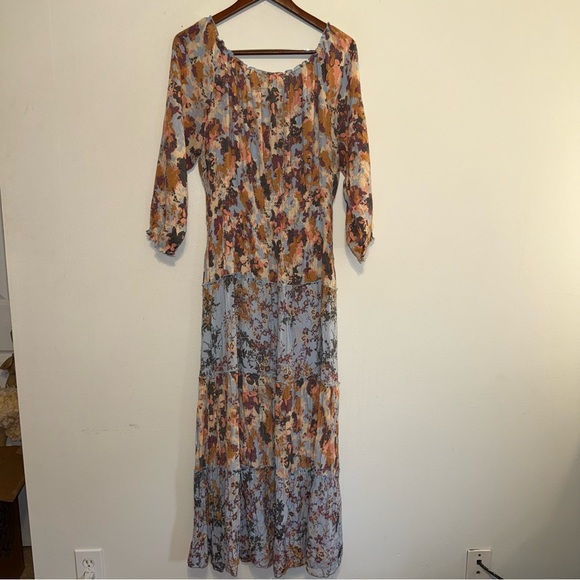 Anthropologie Fig and Flower Maxi Dress Floral Boho Button Front Floral Print L - Picture 6 of 9